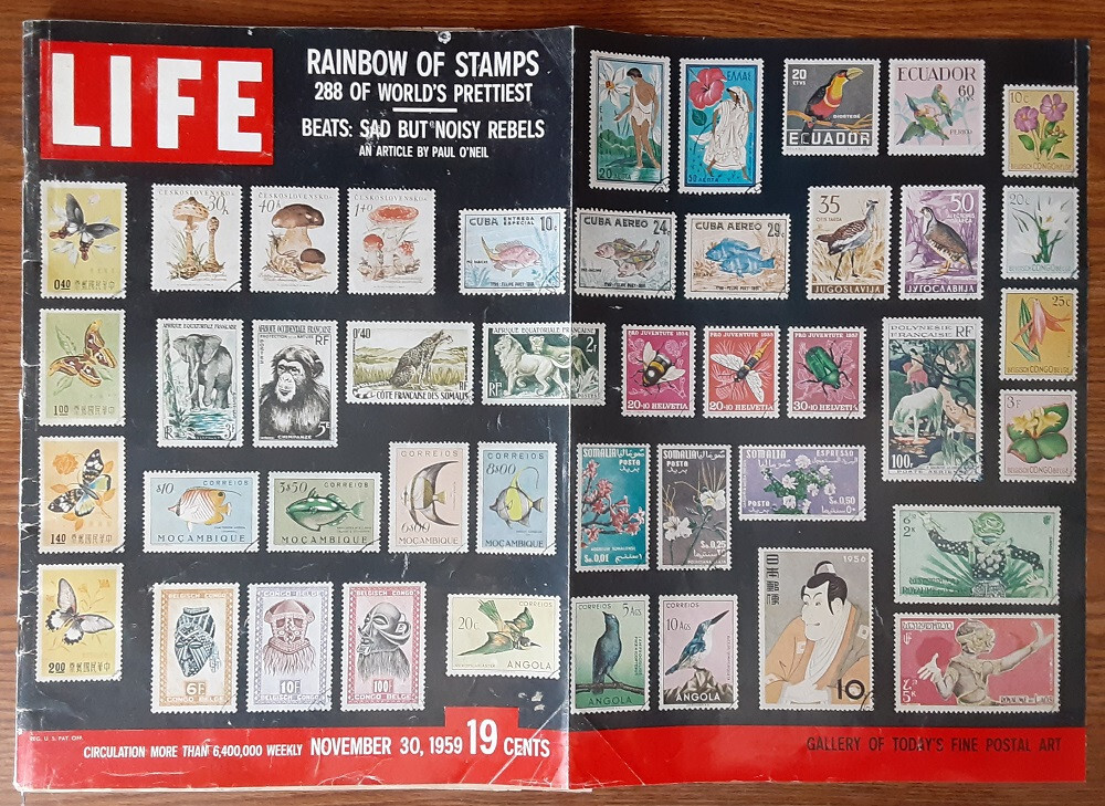 US 1959 19c Life Stamps Rainbow Vintage Magazine 18-1