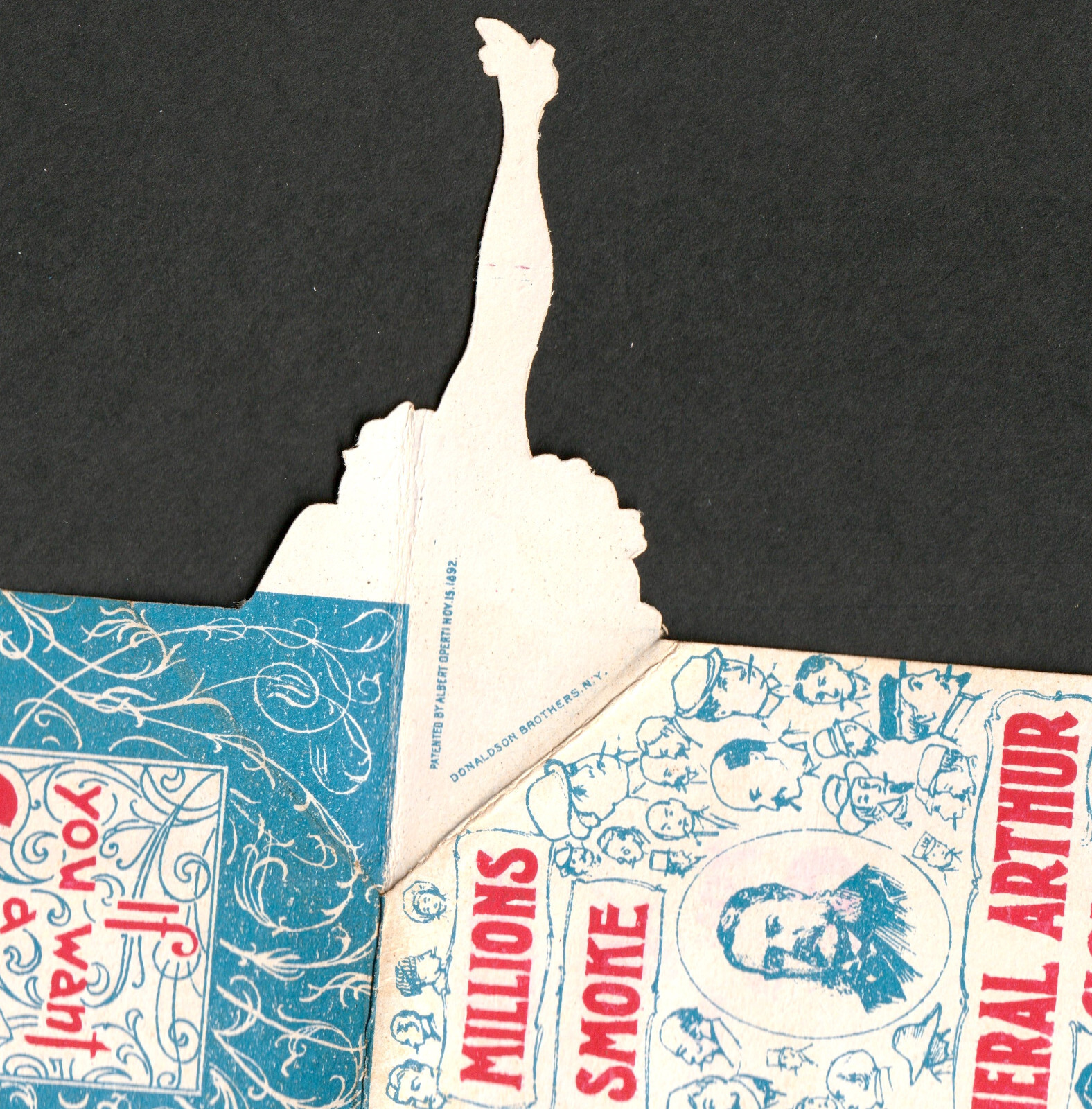 Gen. Arthur Cigar 1892 Pop-Up Spread Yourself Kicker Novelty Trade Card SR.T.gac