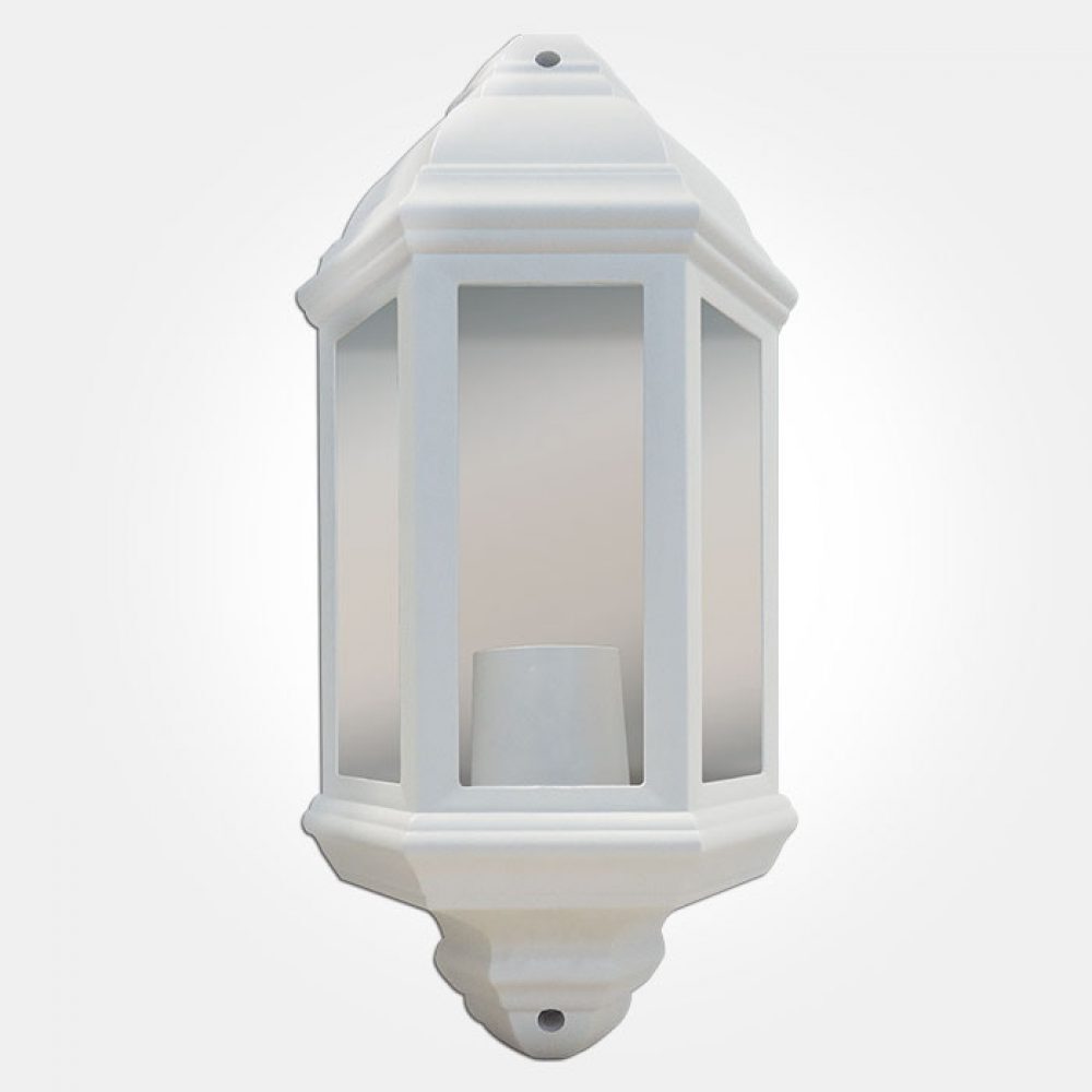60W Max Polycarbonate Half Lantern - White