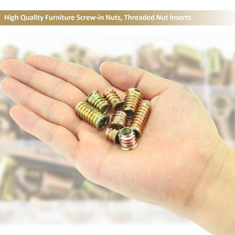 152 Pieces 1/4"-20, 5/16"-18 Threaded Inserts, Nut Inserts, Wood Inserts, Ste...