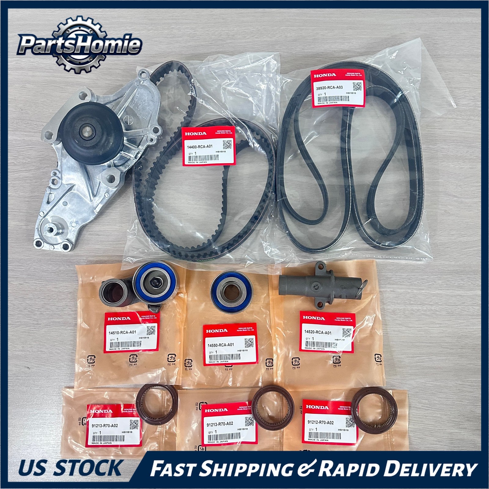 OEM 9Pcs Timing Belt Kit w/ Water Pump for 03-17 V6 Honda Acura Accord MDX RL TL