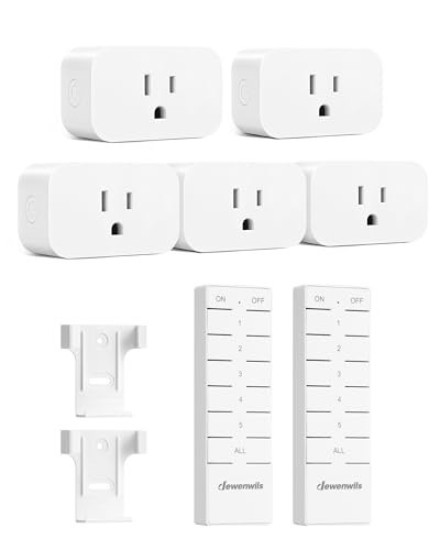 Remote Control Outlet Switch - 5 Outlets, 2 Remotes, 100FT Range, Indoor Use, 15
