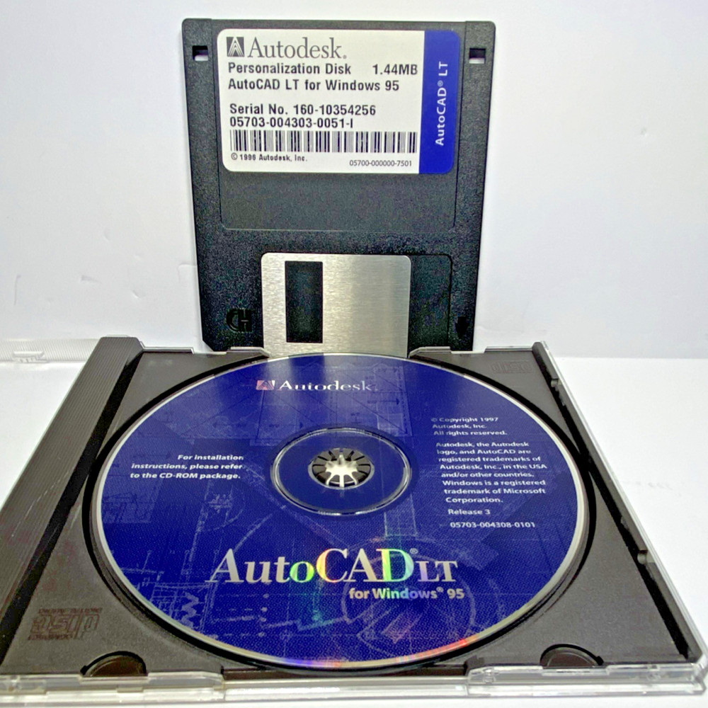 Autodesk AutoCAD LT Release 3 Windows 95 CD & 3.5" Floppy 3D Modeling Software