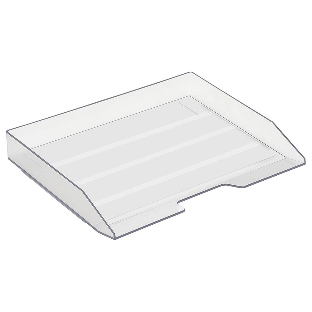 Stackable Letter Tray Single Side Load, Plastic, Desktop File Organizer (Clea...