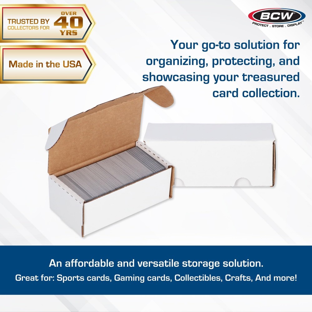 BCW 400-Count Trading Card Storage Box - 2 Pack | Baseball Compact, White
