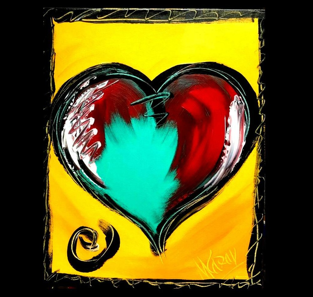 HEART ABSTRACT  IMPRESSIONIST LARGE ORIGINAL  CANVAS PAINTING - WEF4F