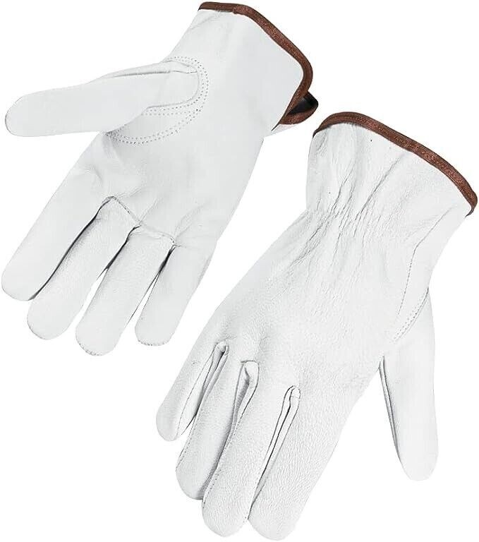 12 Pairs Genuine Goatskin Safety Gloves – Durable, Comfortable & Versatile Work