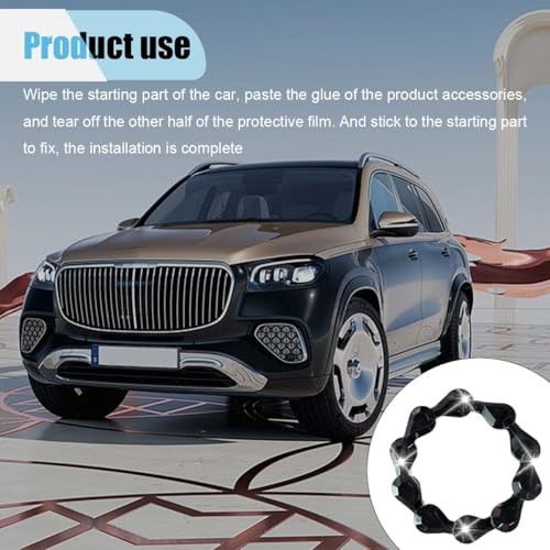 Bling Car Engine Start Stop Button Decoration Ring, Crystal Push to Start Black