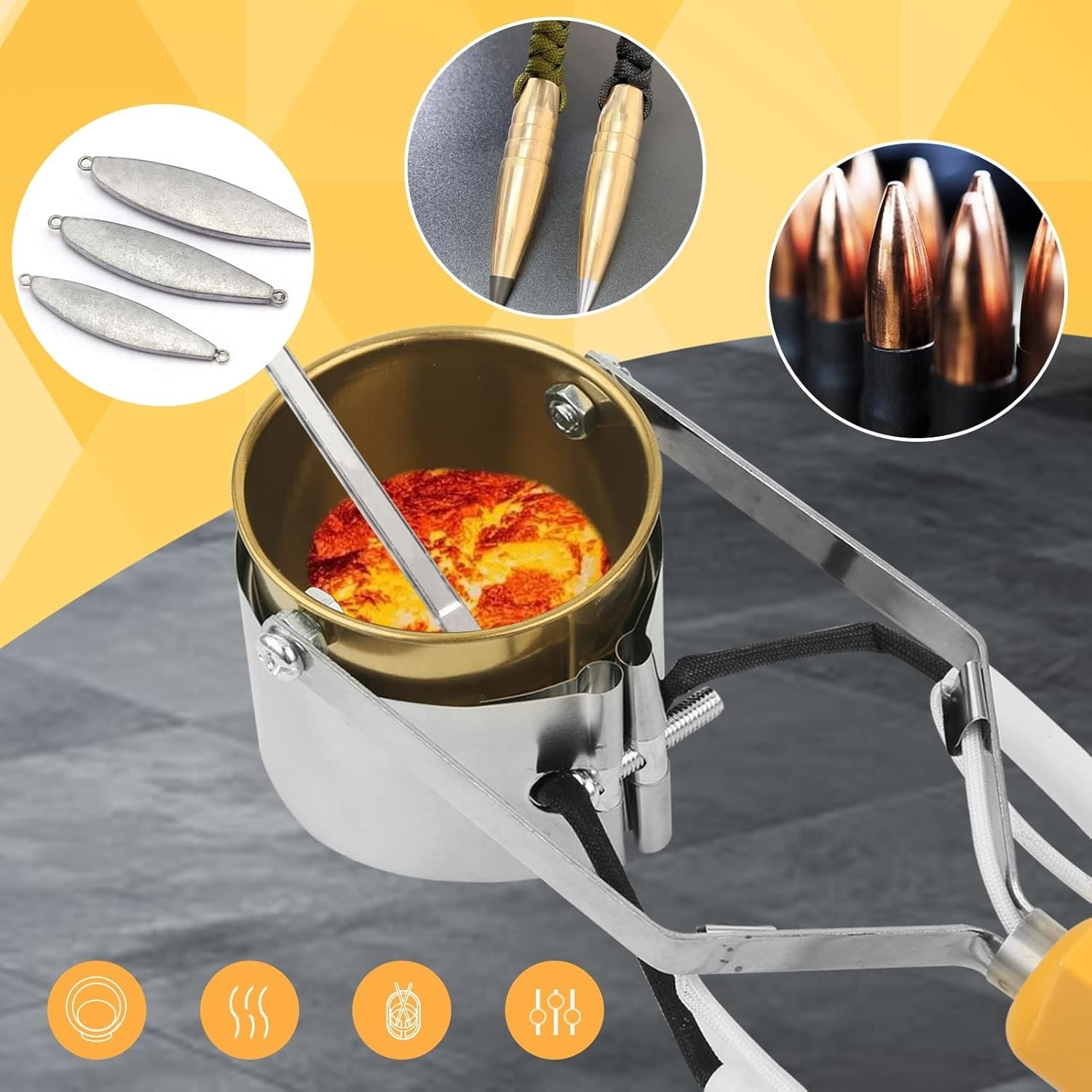 Lead Melting Pot for Fishing & Bullets Molds Kit Crucibles Metal Casting Furnace