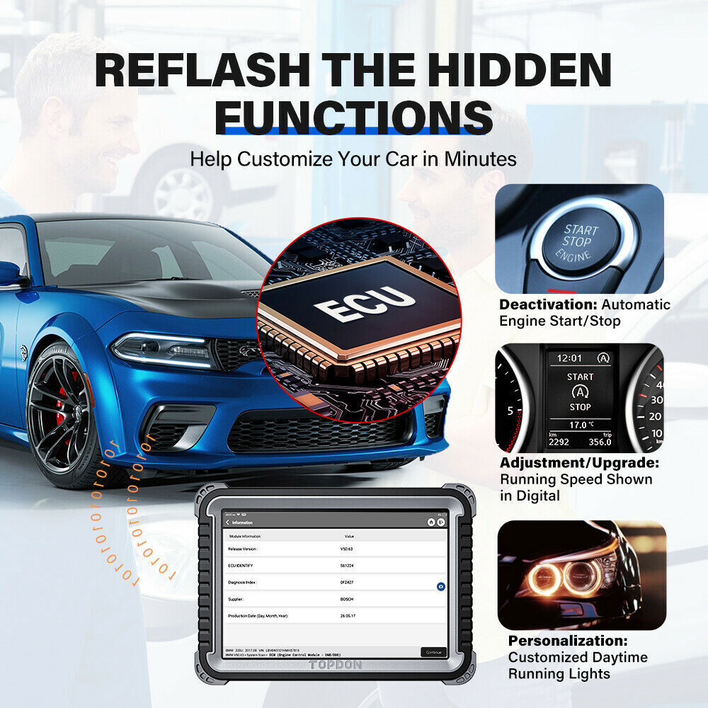 TOPDON Phoenix Plus Bidirectional OBD2 Scanner Diagnostic Tool ECU Coding