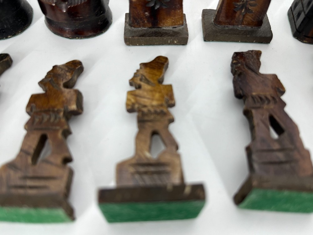 Complete Hand-carved Camel Bone Egyptian Chess Set