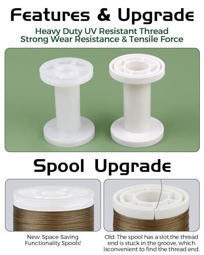 330 Yards Extra Strong Upholstery Thread,Khaki Bonded Nylon Thread for Denim