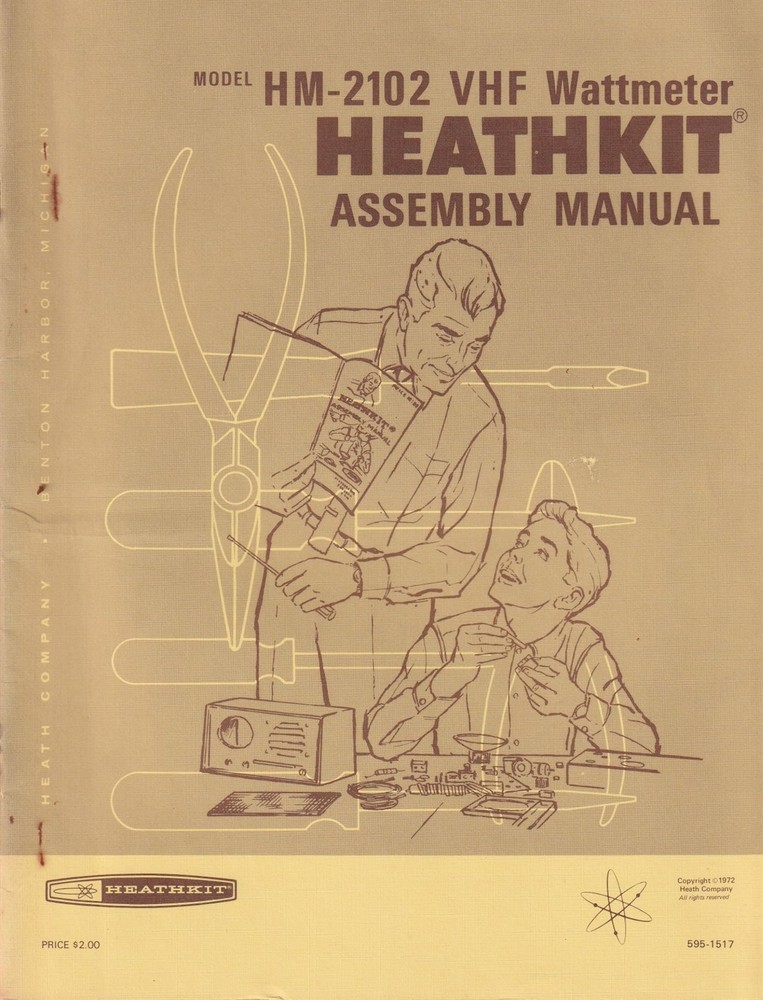 GENUINE ORIGINAL HEATHKIT HM-2102 VHF WATTMETER ASSEMBLY MANUAL