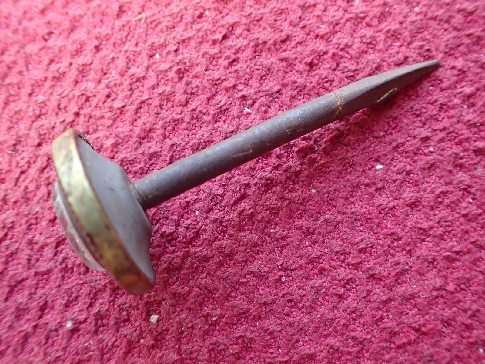 Antique Victorian Five (5) Sulfide Glass Brass Picture Hanging Nails