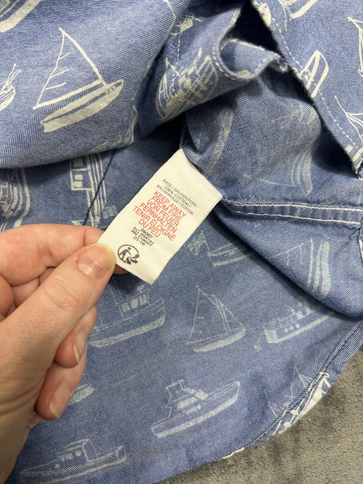 Mini Boden Button Up Shirt 5-6 Y EUC LOT of 2 Blue Plaid and Sailboats