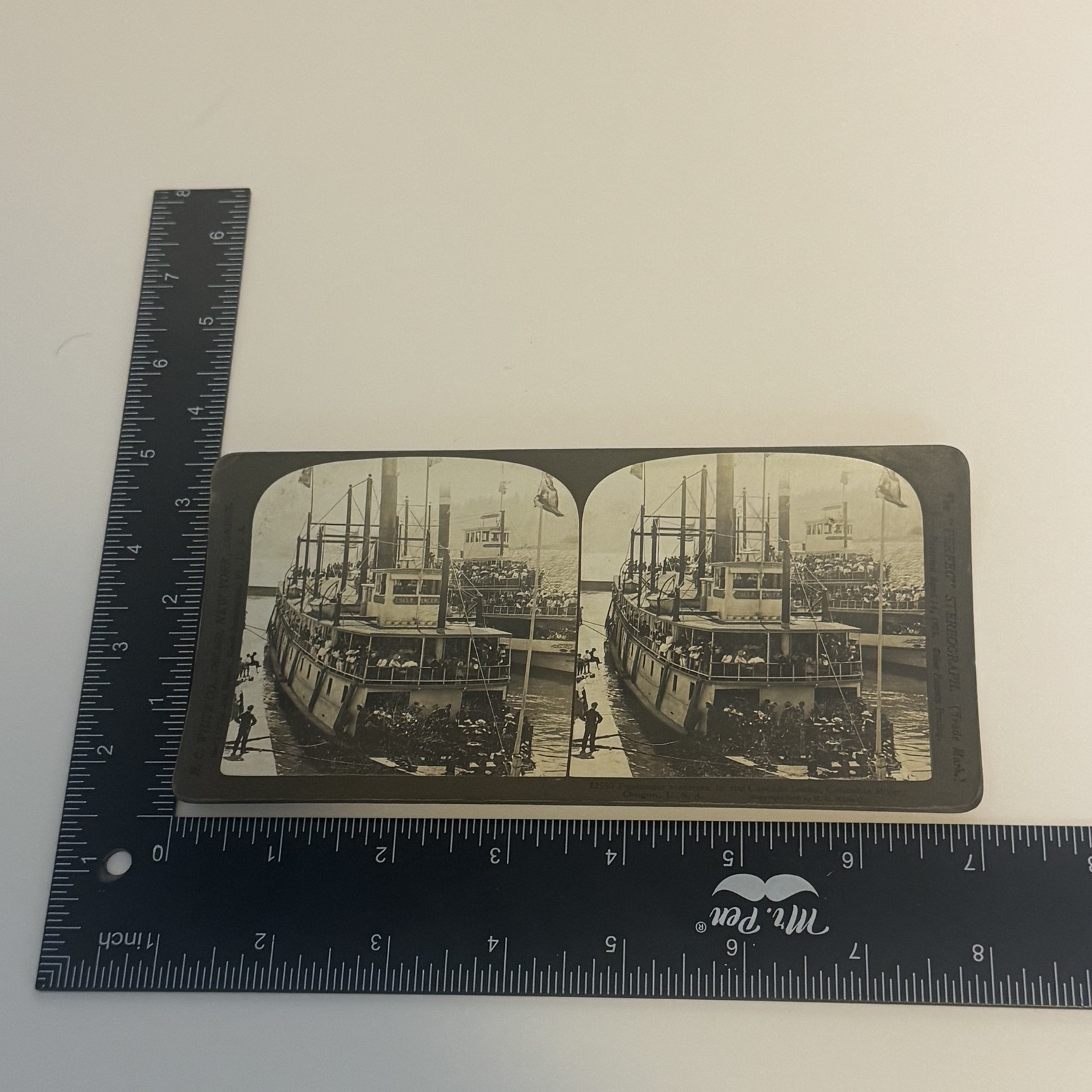 Antique Stereoview Photo CHA S. INGERSOLL Paddlewheel Steamboat Passengers