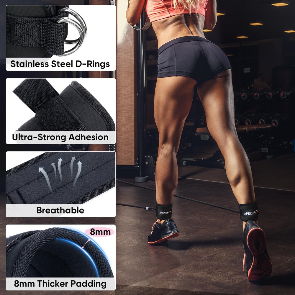 Ankle Strap for Cable Machine, Ankle Resistance Bands, Cable Kick Back Ankle ...