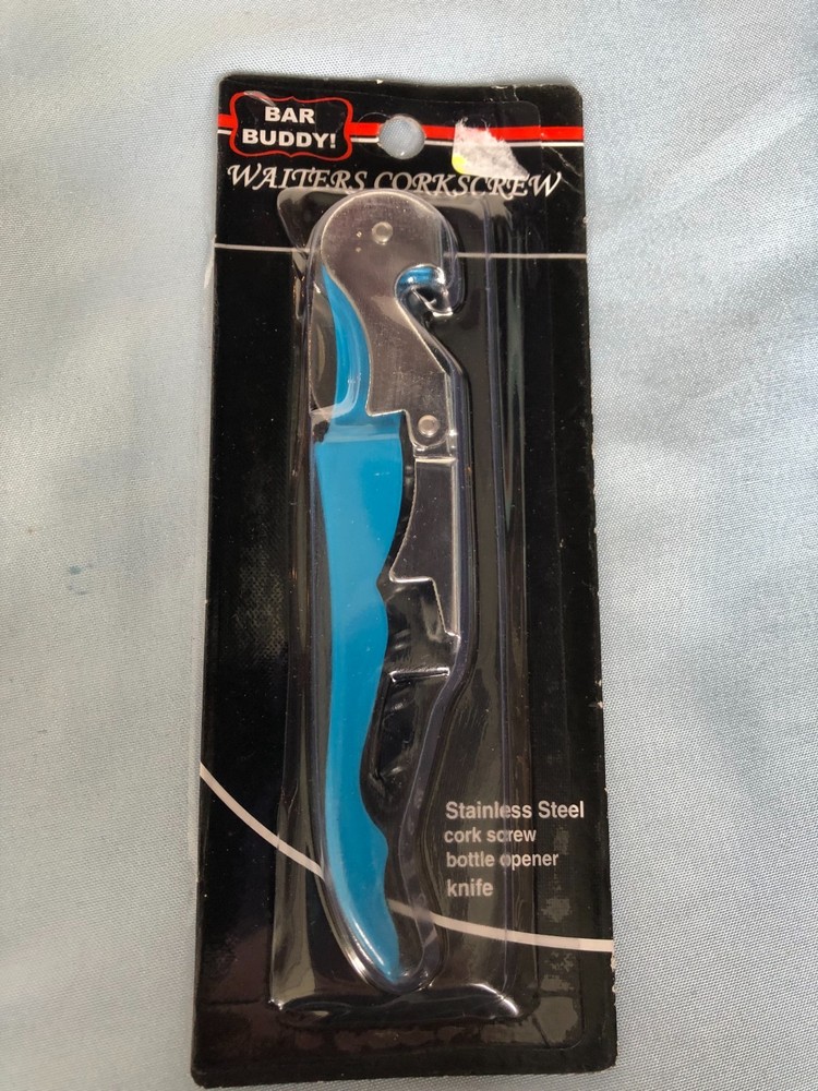 NEW Bar Buddy Waiters Corkscrew BLUE #G6