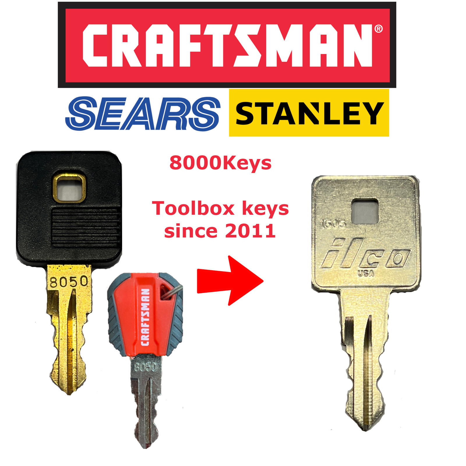 Craftsman Toolbox Replacement Key Llave CUT TO ORDER 8001-8223 8000 8100 8200