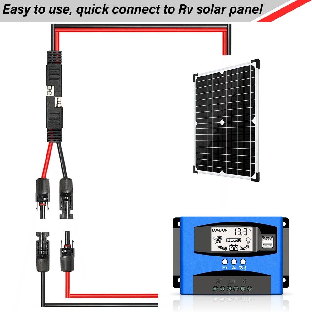 MOOKEERF Solar Panel to SAE Adapter Cable - 10FT 10AWG 10FT,
