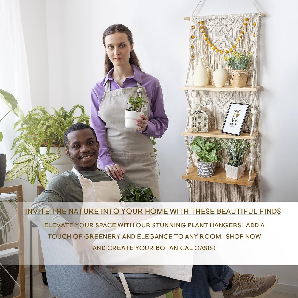 Macrame Wall Hanging Shelf- Macrame Shelves Handmade Decorative Floating Boho...