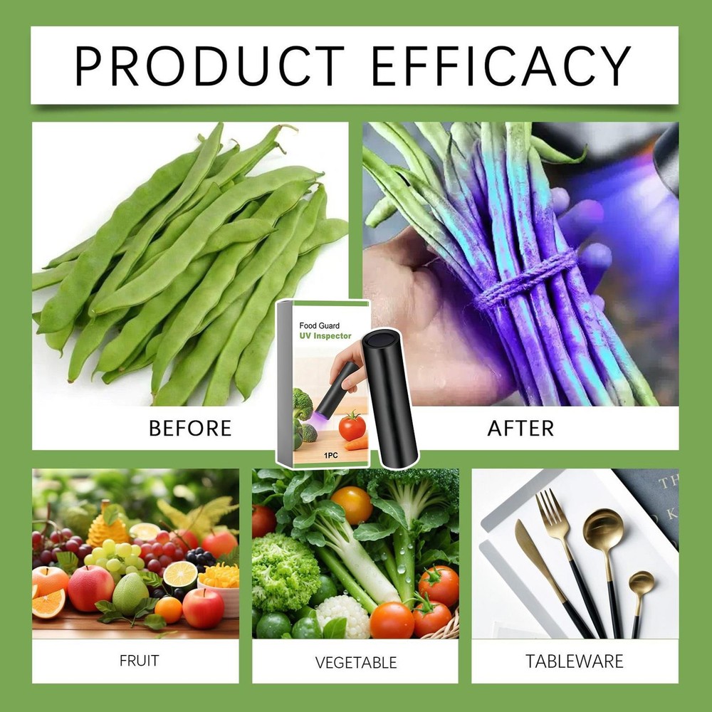 UV Black Light Flashlight Portable UV Flashlight for Vegetables Detector