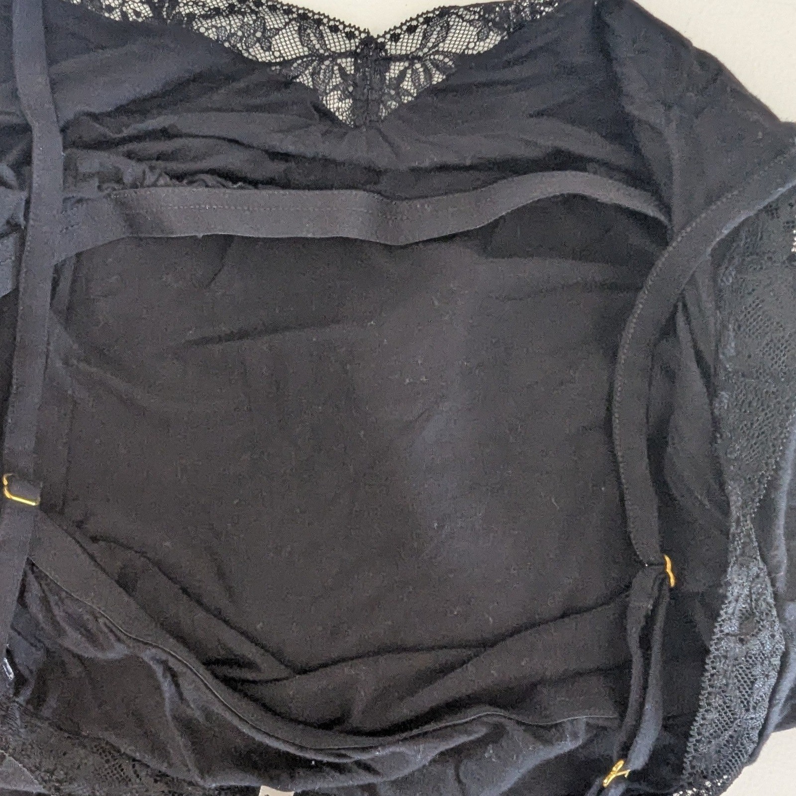 Soma Cool Nights Black Lace Trim Camisole Slip Dress Nightie Chemise Coquette L