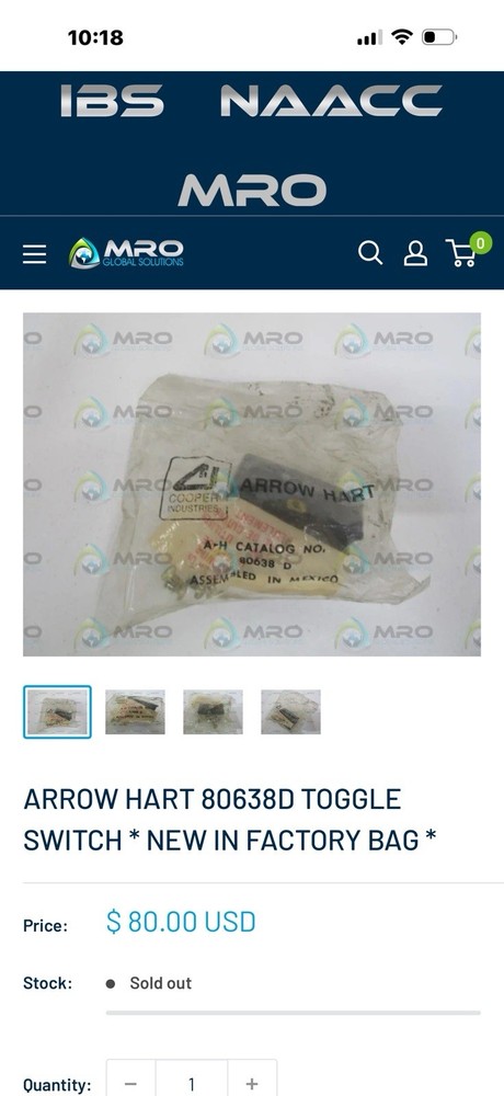 Toggle Switch Arrow Hart Cooper Industry 80638 3-Pole