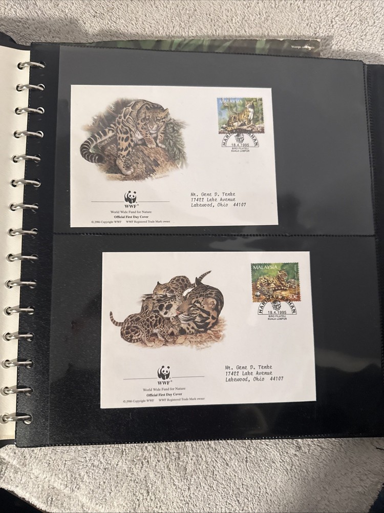 World Wildlife Fund Stamp Collection With Binder 34 Cards & Endangered Species