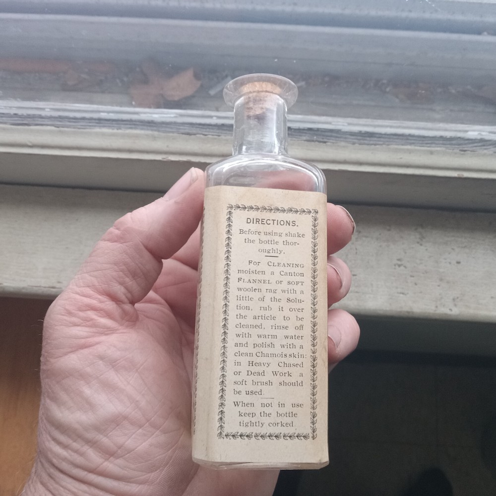 WEBSTER'S SILVER SOLUTION BROOKLYN,NY LABELED 1890s HAND BLOWN BOTTLE
