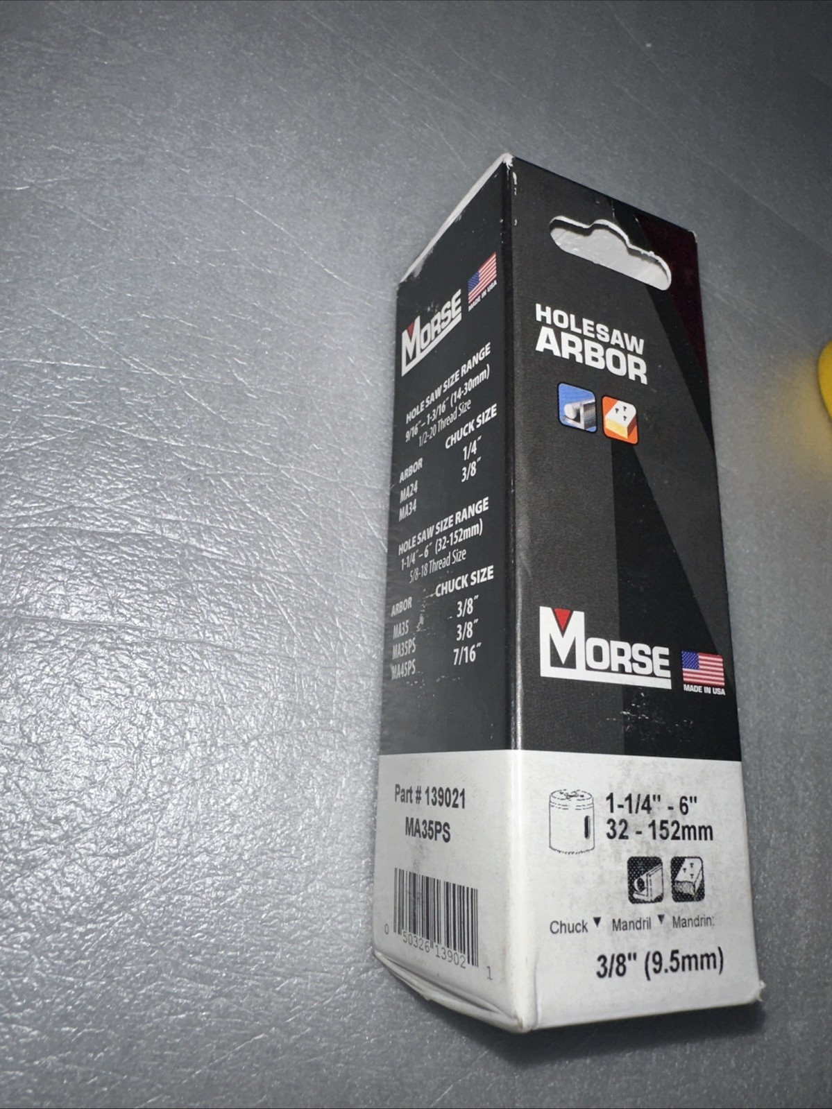 Morse MA35PS 3/8" Hole Saw Arbor, fits 1-1/4" - 6" Saws