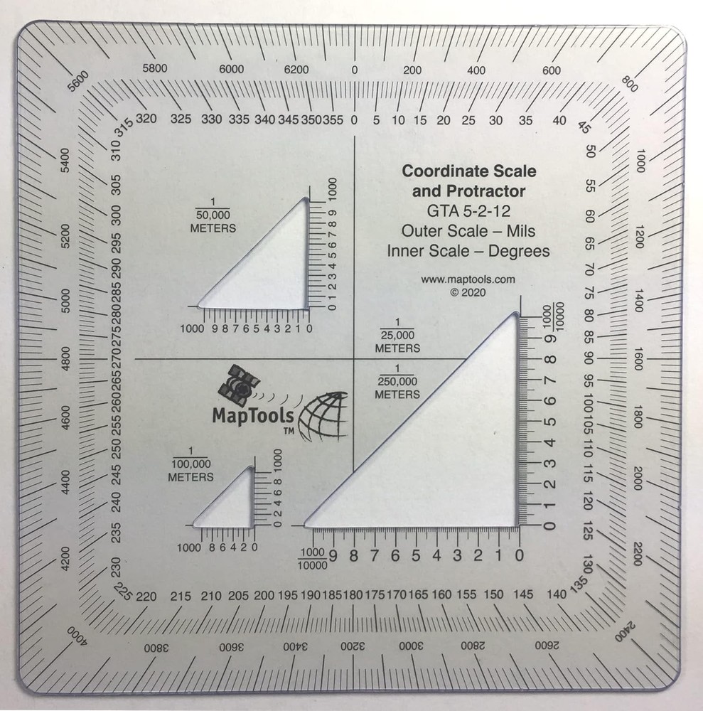 Professional Military Coordinate Scale & Protractor - Enhanced Thickness Design