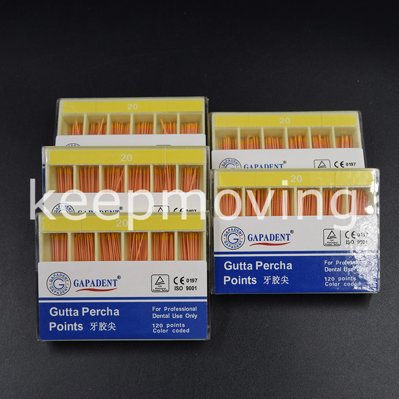 5 Kits Dental GAPADENT Gutta Percha Points 20# 120 Points Color Coded
