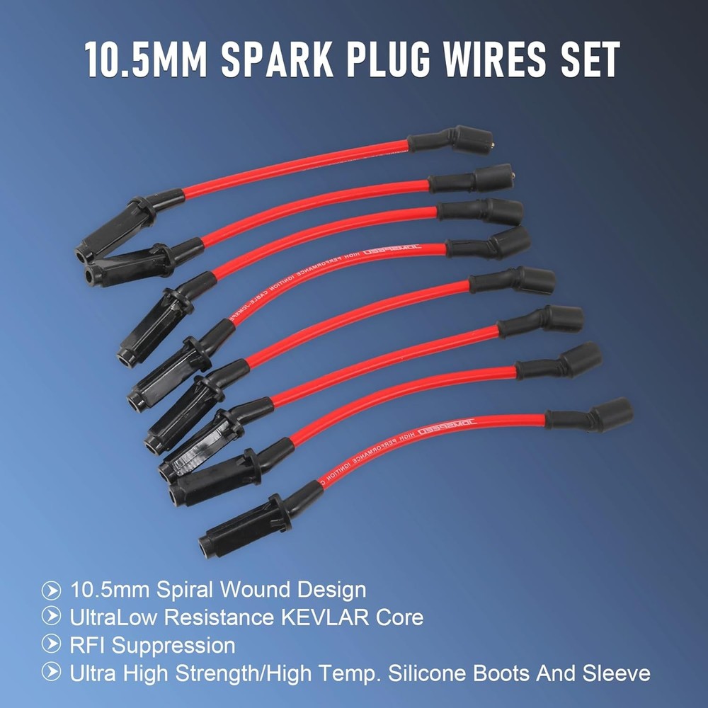 JDMSPEED New 10.5MM Performance Spark Plug Wires Set Replacement for Chevy GMC L