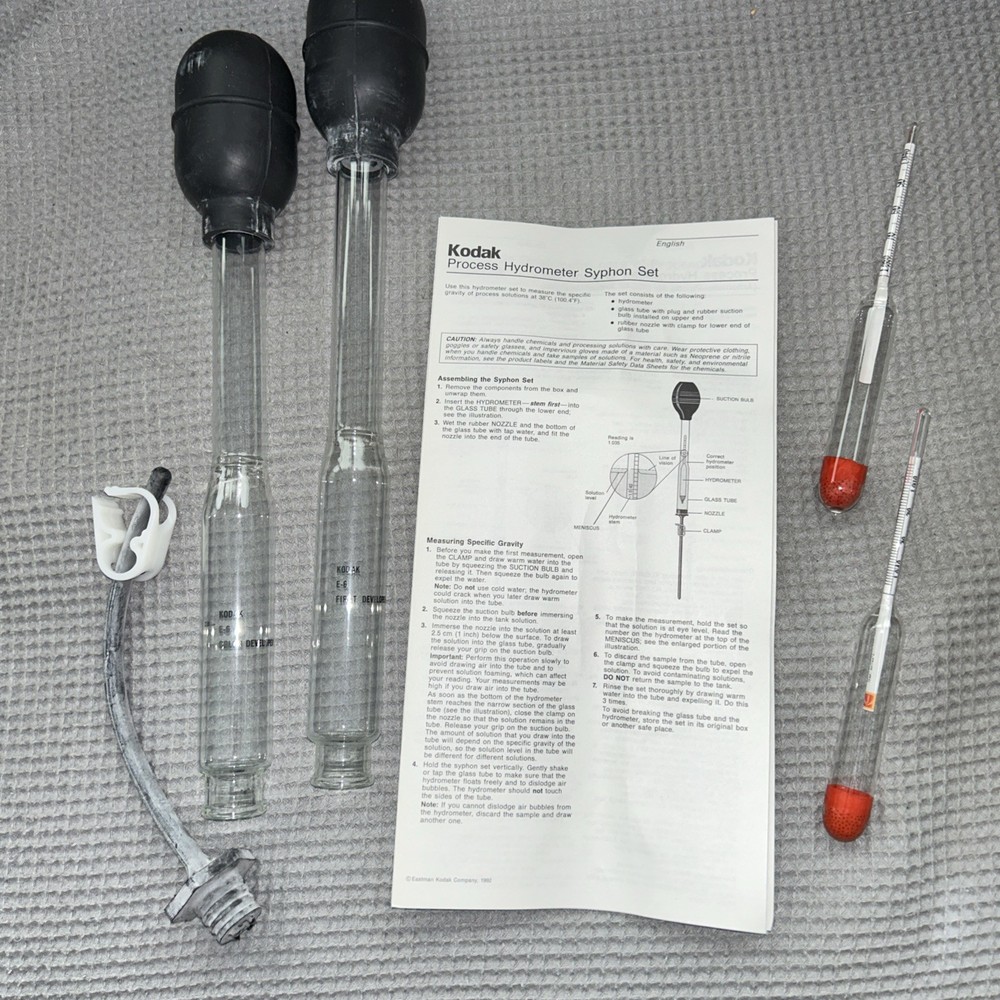 KODAK Process Hydrometer Syphon Set & Hydrometers - Open Box