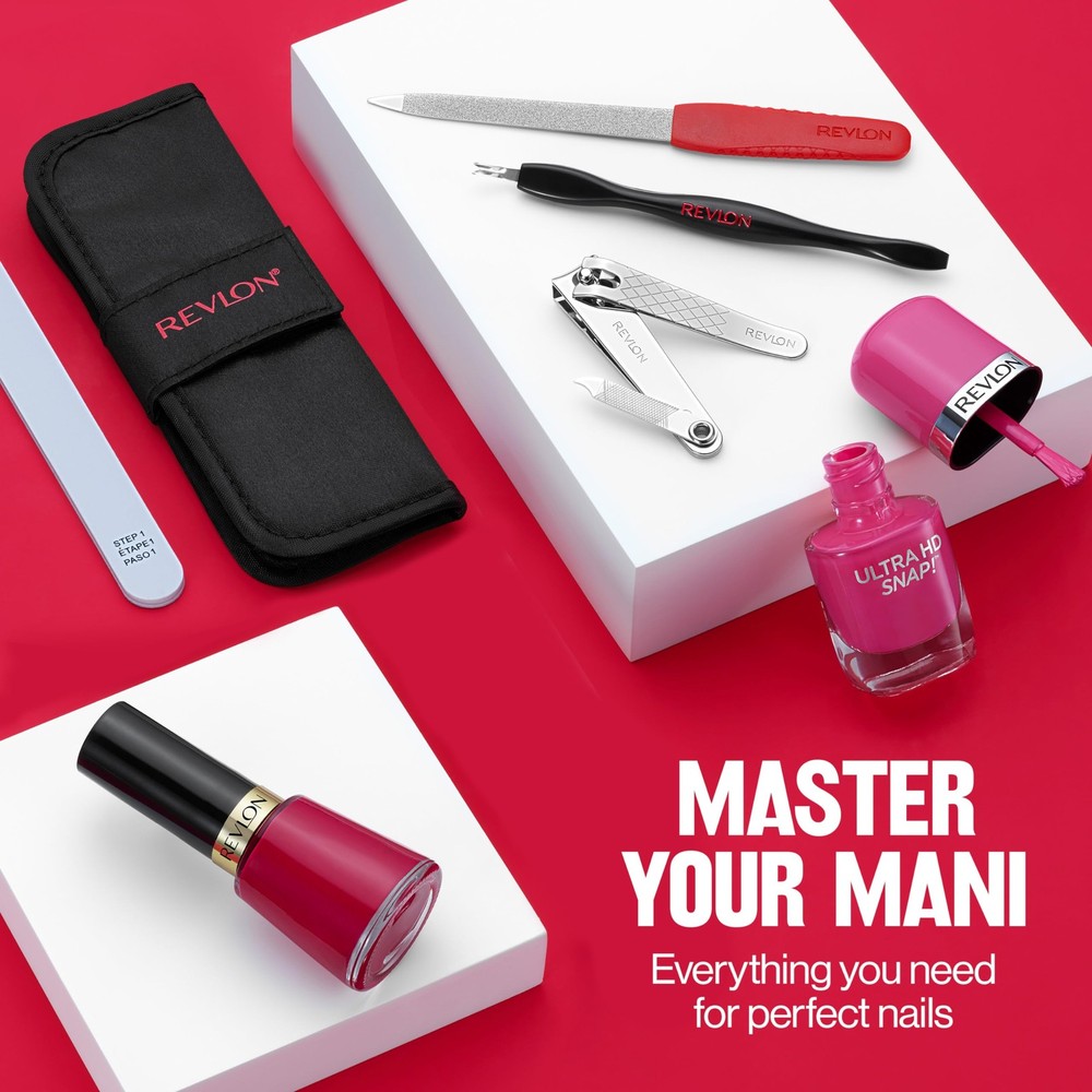 Revlon Manicure Essentials Kit Nail File Cuticle Trimmer Clipper Buffer Set