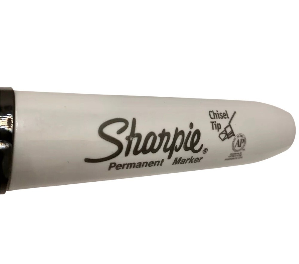 12 Sharpie Chisel Tip Markers Permanent BLACK Ink Large Broad Marker 12-count