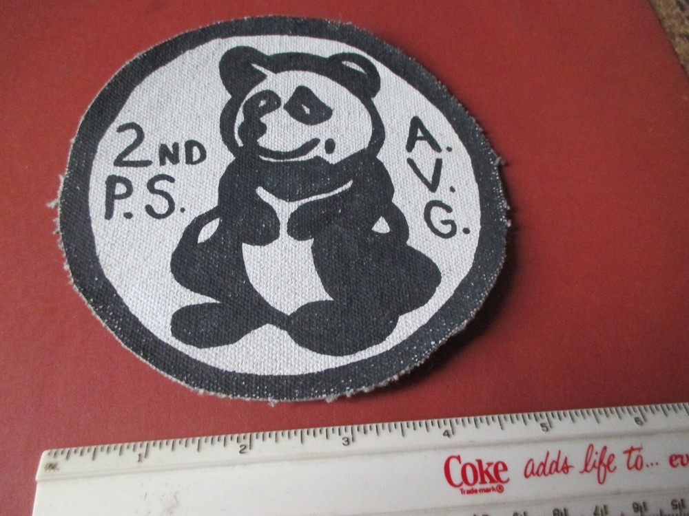 WWII AVG FLYING TIGER PANDA BEARS 2 ND PURSUIT SQUADRON  FLIGHT JACKET PATCH(A)