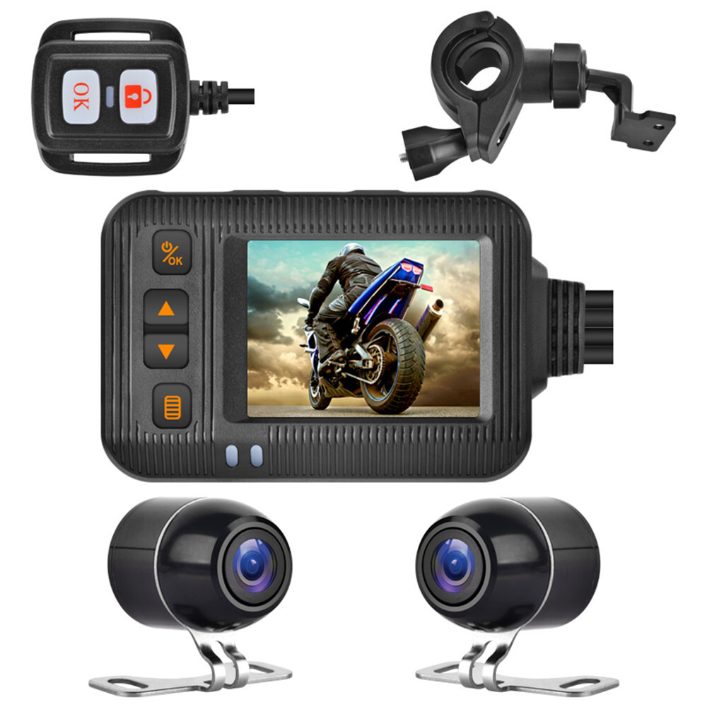 Motorcycle DVR Dash Cam 1080P Front Rear Camera Night Vision Loop Recording