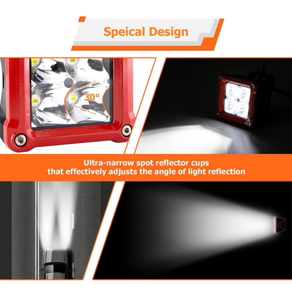 For Polaris Ranger/ RZR 800/ 900/ 1000/ Turbo 3'' LED Cube Pod Light Driving Fog