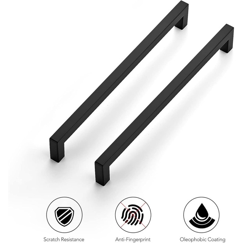 18 Pack 10 Inch Square Cabinet Handles Matte Black Drawer Pulls Hardware Kitchen