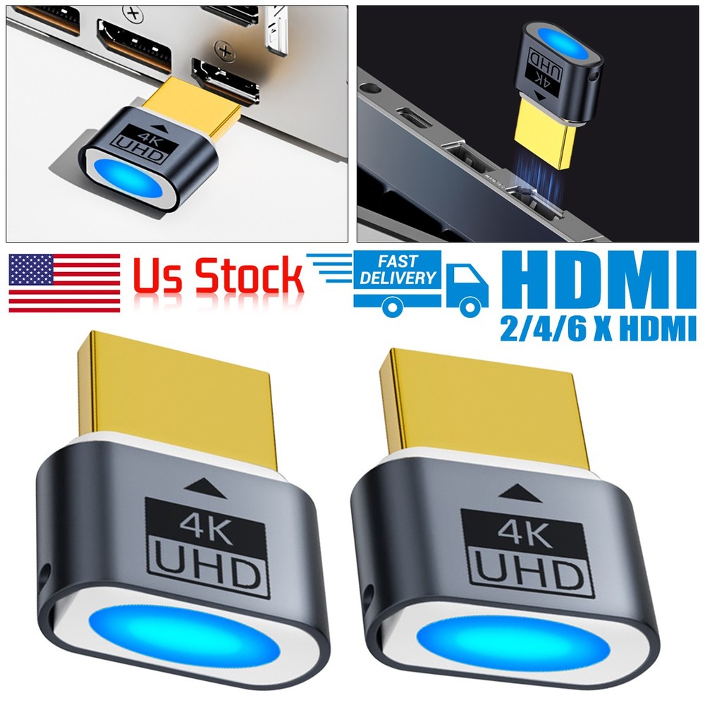 2/4/6pcs 4K HDMI Dummy Plug Virtual Monitor Display Emulator Headless Adapter
