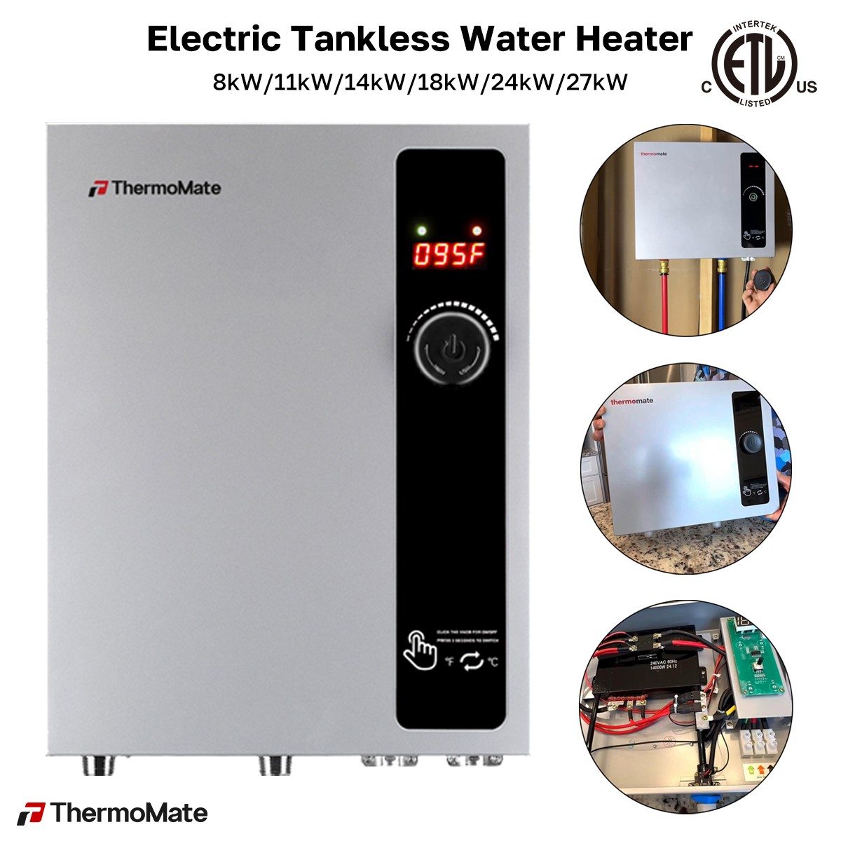 Electric Tankless Water Heater 14kW/18kW/27kW Instant Hot Shower for Whole House