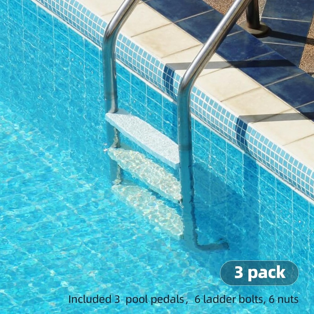 3-Pack Universal Swimming Pool Ladder Steps with Heavy-Duty Plastic Construction