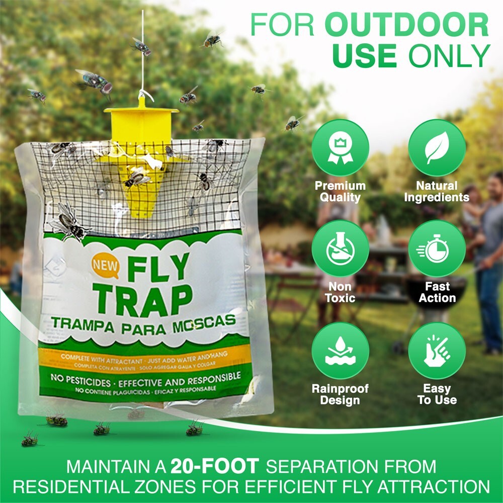 10 Pack Outdoor Hanging Fly Traps - Disposable, Effective Bug Control