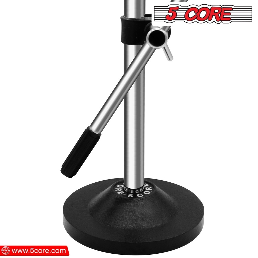 5Core Adjustable Microphone Stand Chrome Round Base Tabletop DESKTOP , Foldable