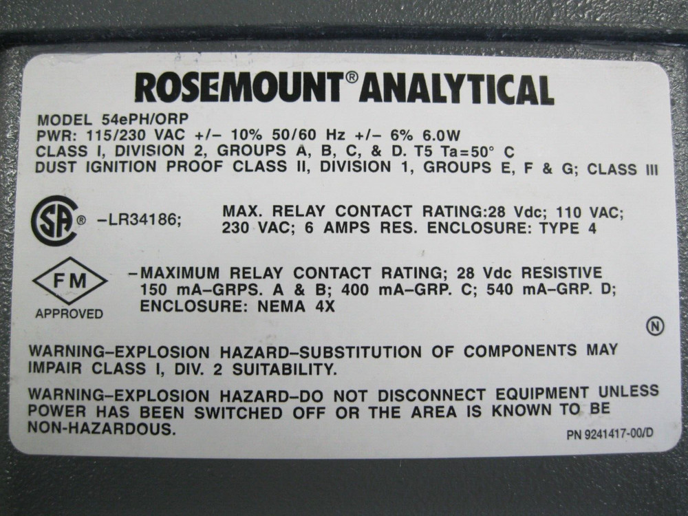 Rosemount 54EPH/ORP-01-09 pH/ORP Analyzer/Controller G4