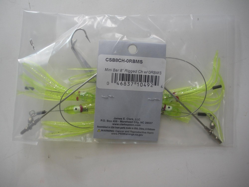 Clarkspoon CSB8CH-0RBMS Mini Spreader Bar Rig Color Chartreuse