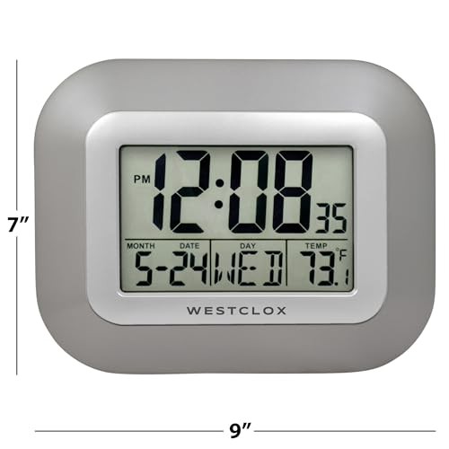 Large Digital Wall Clock with Date, Day & Temperature – Battery Operated