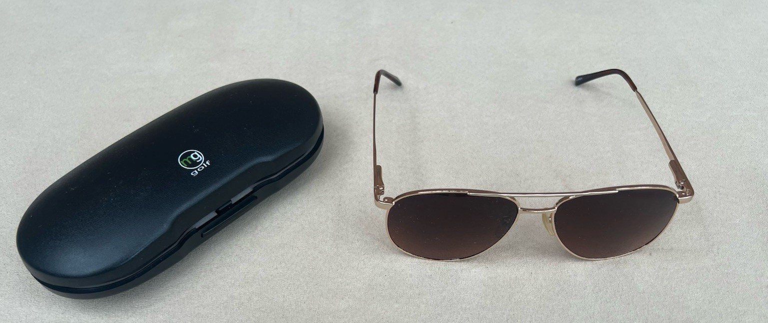 MG Golf Sunglasses Master Grip Aviator - Gold - Black w Clamshell Case Men’s